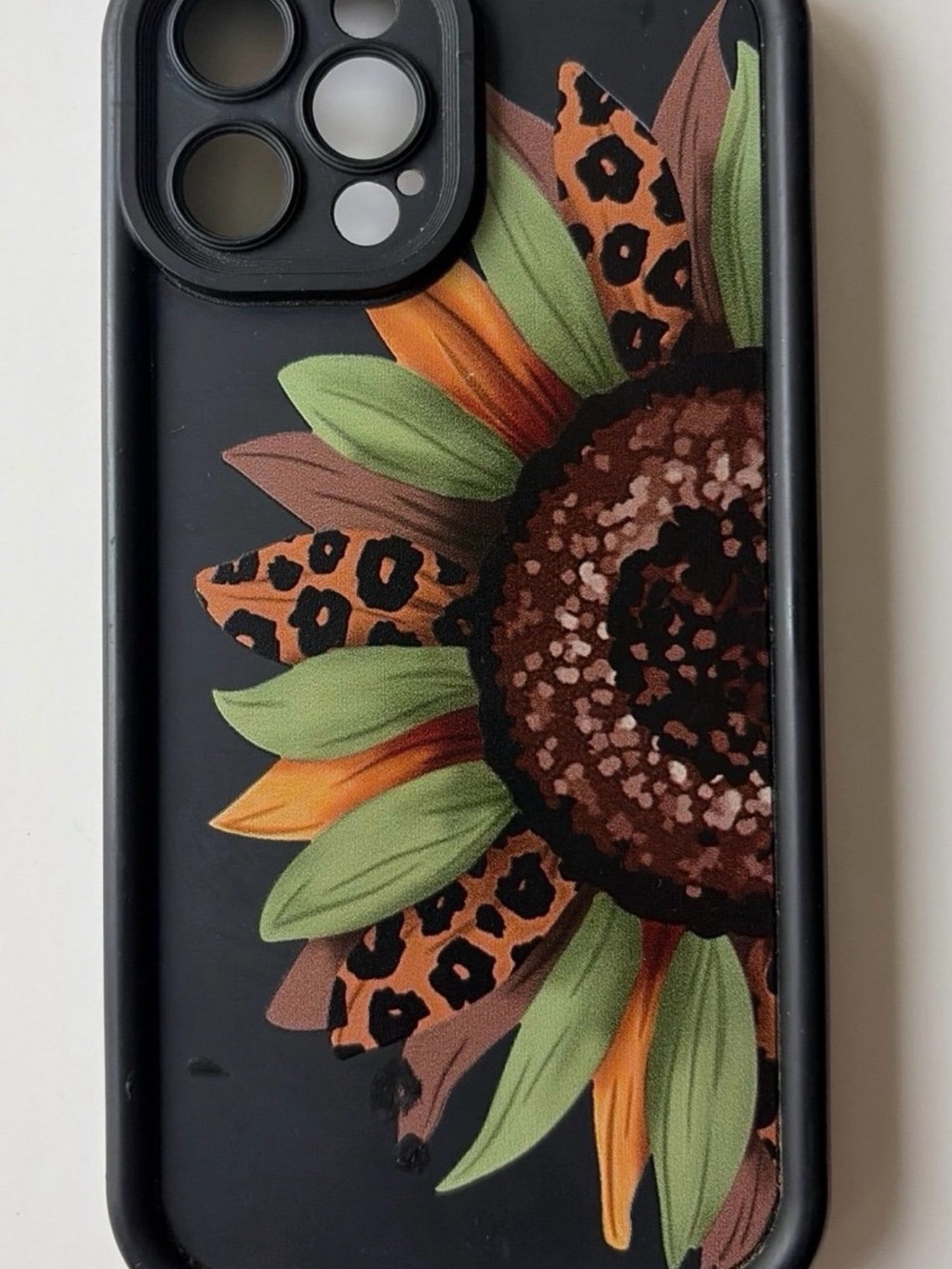 Sunflower Leopard Print Black IPhone 12 ProMax Case - Unbranded